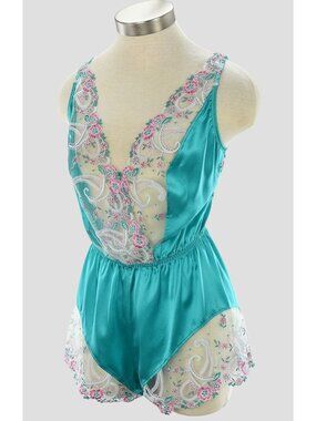 COSABELLA Addy Green SANIKA Silk Floral Embroidered Lace Romper SMALL NWT